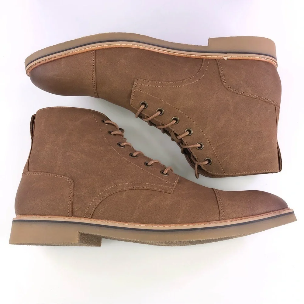 INC International Concepts Men's Tristan Faux Suede Lace Up Boots Tan 11.5M New